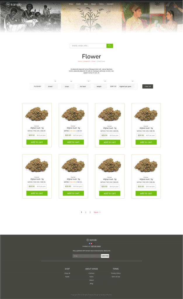 ecommerce shop page