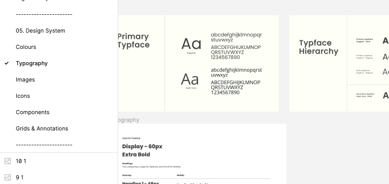 screenshot of design system on figma