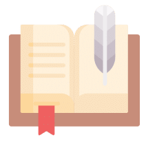 icon of a book with writing inside