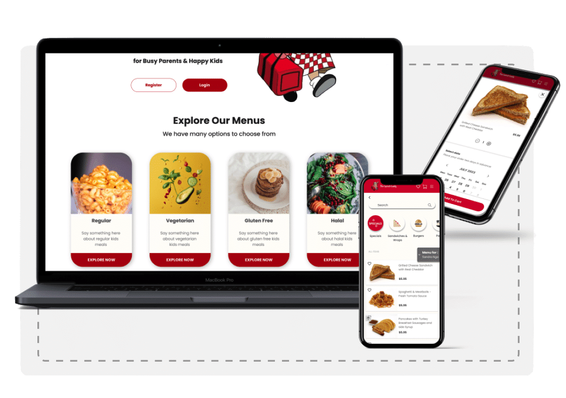 mobile and laptop mockup of a food ordering app