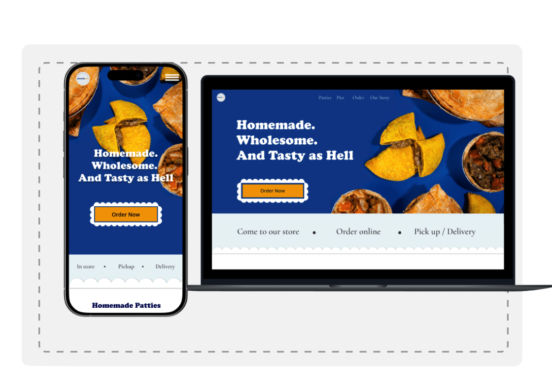 mobile and laptop mockup of a bakery