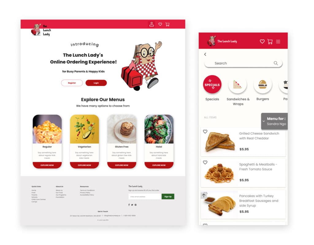 design for a food ordering app